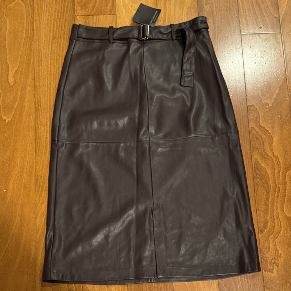 Marc New York Andrew Marc Chic Brown Faux Leather Skirt NWT